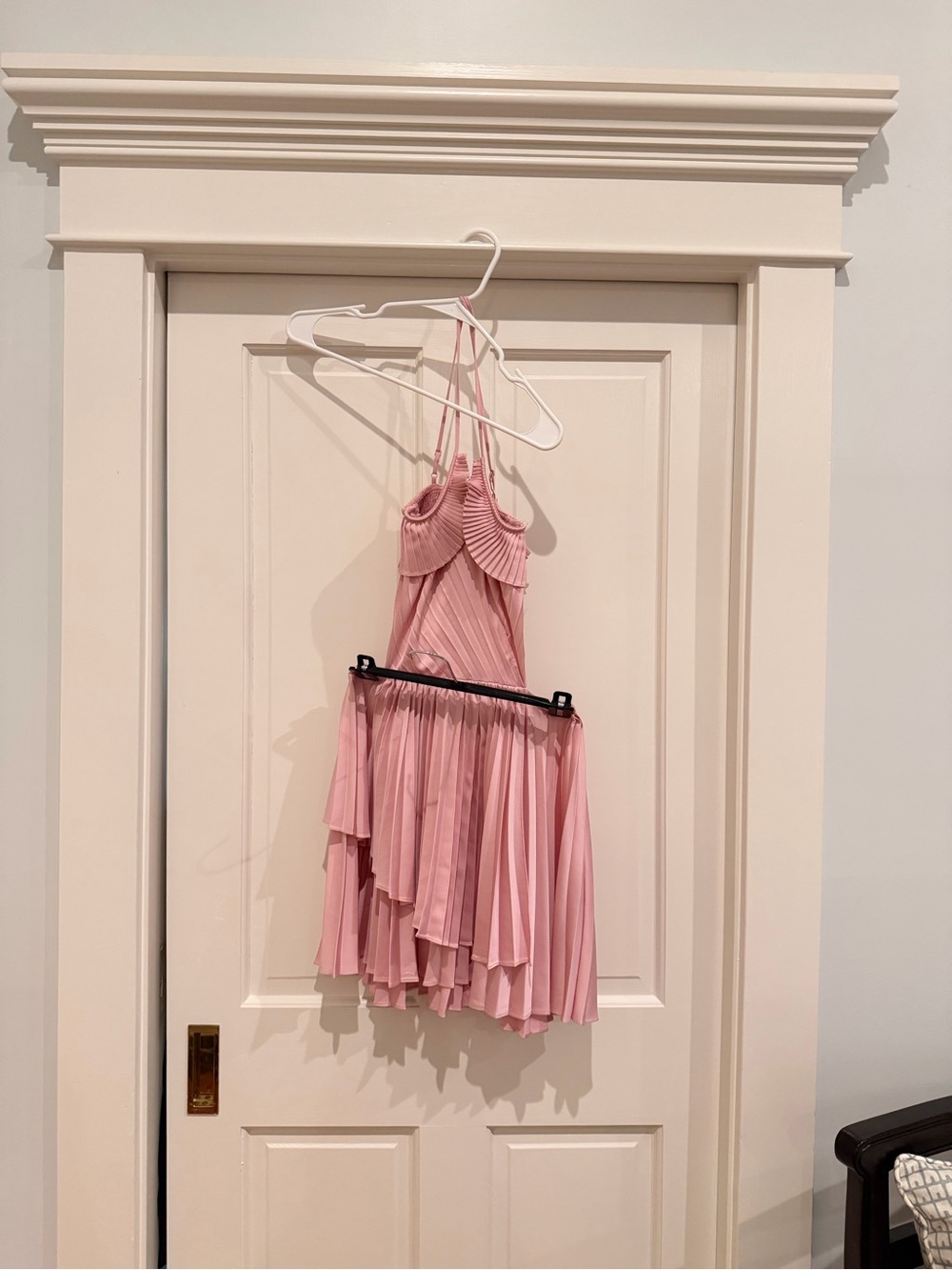 Maje Pink Pleated Mini Dress